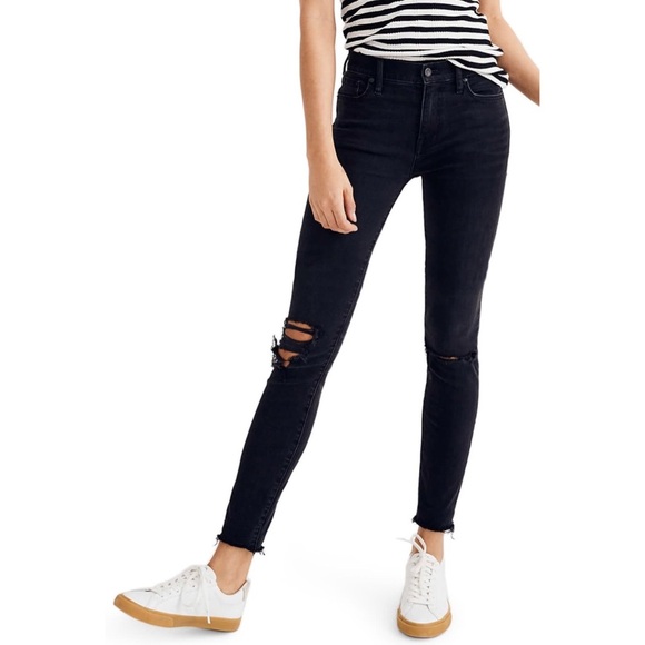 MADEWELL Washed Black Distressed Skinny Jeans - Picture 1 of 8